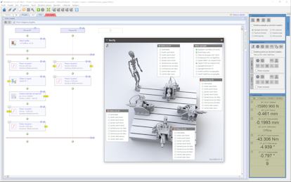 WorkBench II - Status regulátorů 4 axiálníxh os včetně statusu PLC Simatic pohonné jednotky